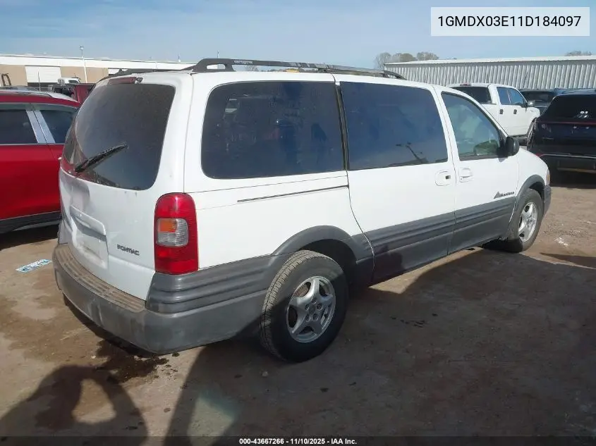 2001 Pontiac Montana M16 W/1Sd Pkg. VIN: 1GMDX03E11D184097 Lot: 43667266
