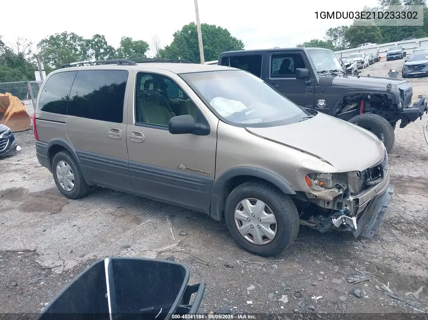 2001 Pontiac Montana N16 W/1Sa Pkg. VIN: 1GMDU03E21D233302 Lot: 45341184