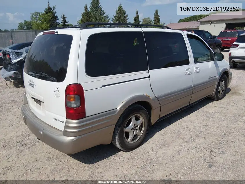2002 Pontiac Montana M16 W/1Sa Pkg. VIN: 1GMDX03E72D192352 Lot: 45650940