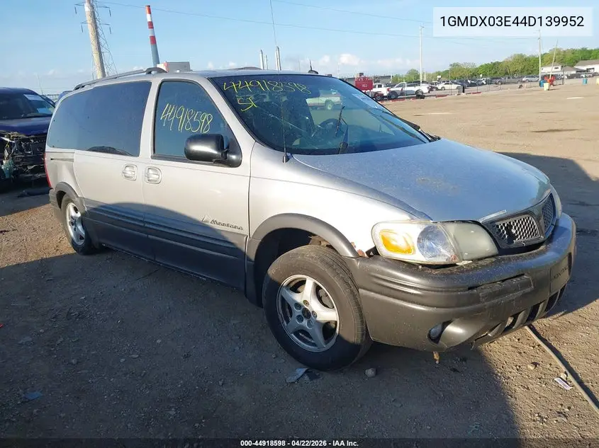 2004 Pontiac Montana M16 W/1Sa Pkg. VIN: 1GMDX03E44D139952 Lot: 44918598