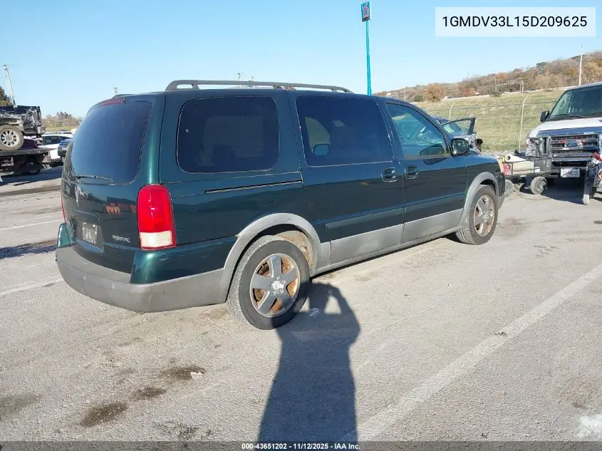 2005 Pontiac Montana Sv6 Fwd VIN: 1GMDV33L15D209625 Lot: 43651202