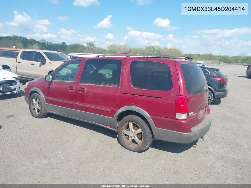 2005 Pontiac Montana Sv6 Awd VIN: 1GMDX33L45D204414 Lot: 44862888