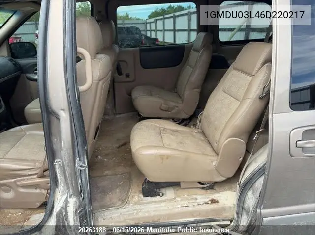 2006 Pontiac Montana Sv6 VIN: 1GMDU03L46D220217 Lot: 20263188