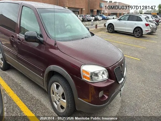 2007 Pontiac Montana Sv6 VIN: 1GMDU03197D128147 Lot: 20263974