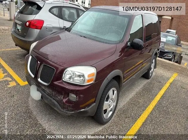 2007 Pontiac Montana Sv6 VIN: 1GMDU03197D128147 Lot: 20263974