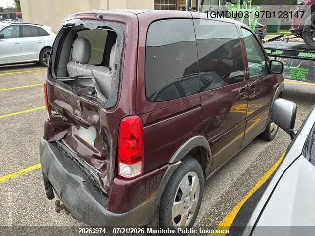 2007 Pontiac Montana Sv6 VIN: 1GMDU03197D128147 Lot: 20263974