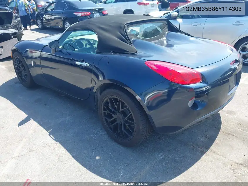 2006 Pontiac Solstice VIN: 1G2MB35B86Y114303 Lot: 44678934