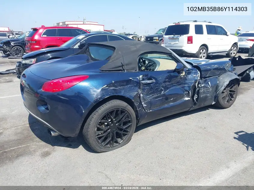 2006 Pontiac Solstice VIN: 1G2MB35B86Y114303 Lot: 44678934