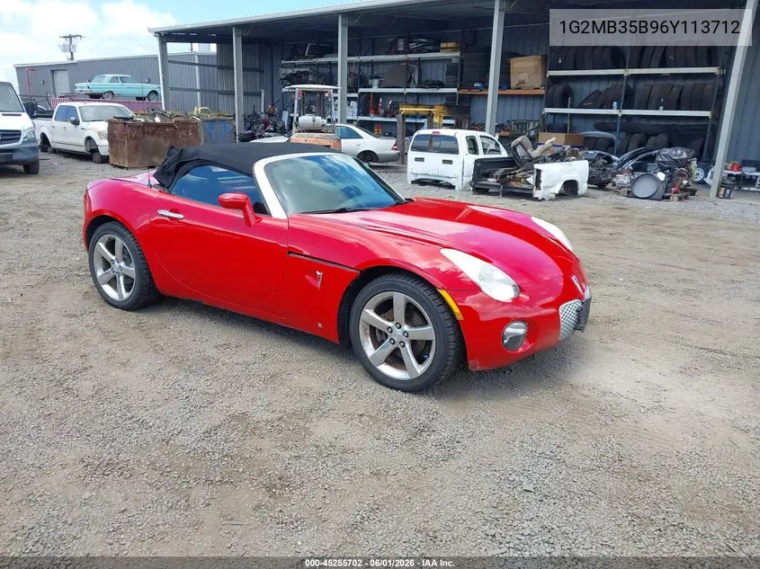 2006 Pontiac Solstice VIN: 1G2MB35B96Y113712 Lot: 45255702