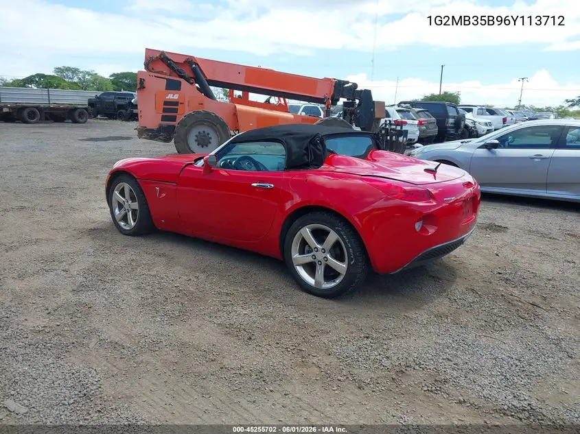 2006 Pontiac Solstice VIN: 1G2MB35B96Y113712 Lot: 45255702