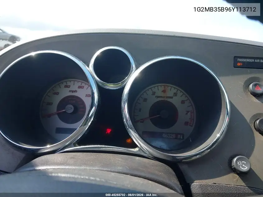 2006 Pontiac Solstice VIN: 1G2MB35B96Y113712 Lot: 45255702
