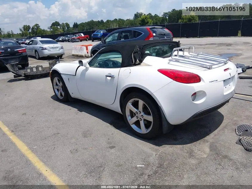 2006 Pontiac Solstice VIN: 1G2MB33B66Y105196 Lot: 45521591
