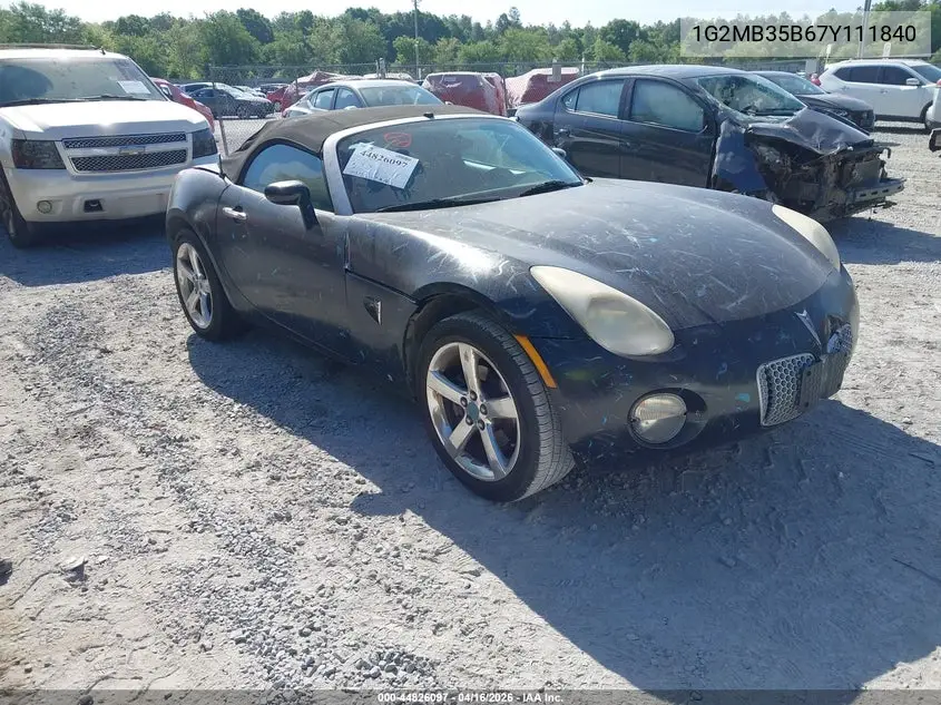 2007 Pontiac Solstice VIN: 1G2MB35B67Y111840 Lot: 44826097