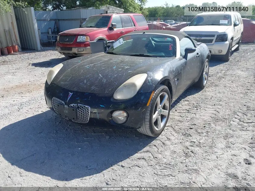 2007 Pontiac Solstice VIN: 1G2MB35B67Y111840 Lot: 44826097