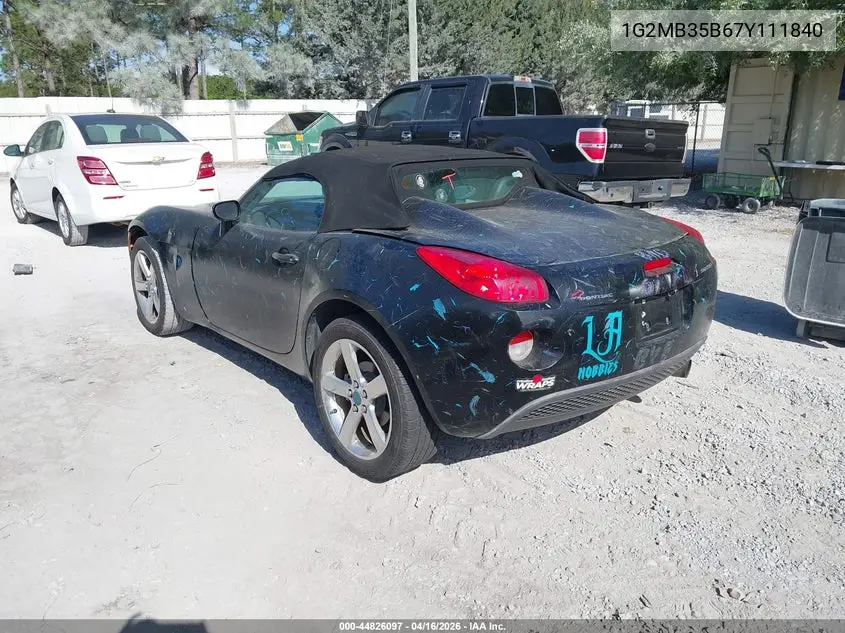 2007 Pontiac Solstice VIN: 1G2MB35B67Y111840 Lot: 44826097