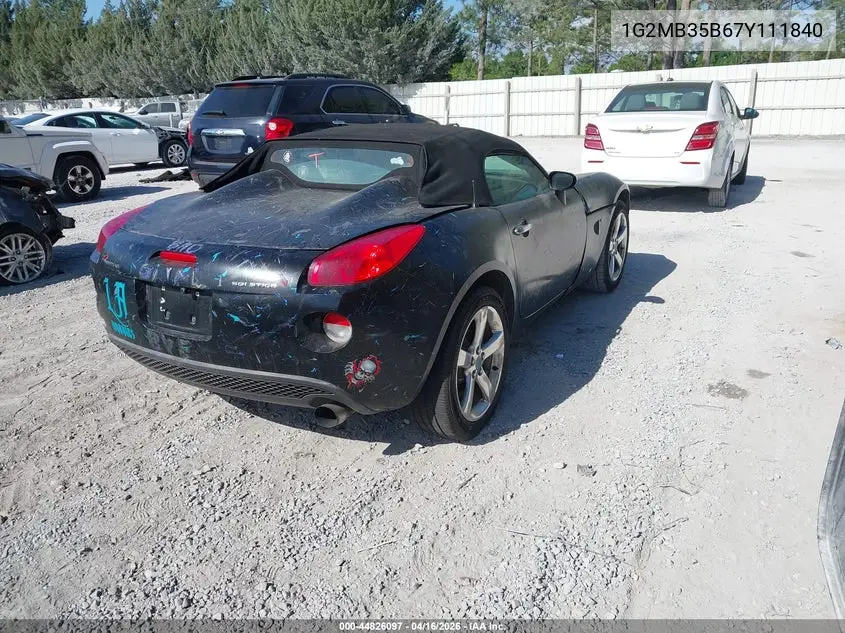 2007 Pontiac Solstice VIN: 1G2MB35B67Y111840 Lot: 44826097