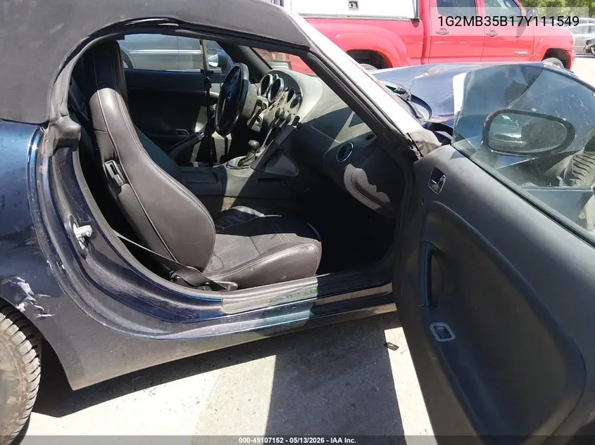 2007 Pontiac Solstice VIN: 1G2MB35B17Y111549 Lot: 45107152