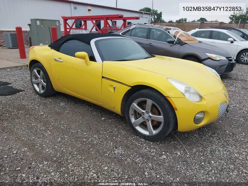 2007 Pontiac Solstice VIN: 1G2MB35B47Y122853 Lot: 45164445