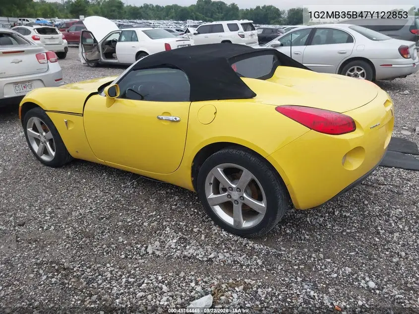 2007 Pontiac Solstice VIN: 1G2MB35B47Y122853 Lot: 45164445