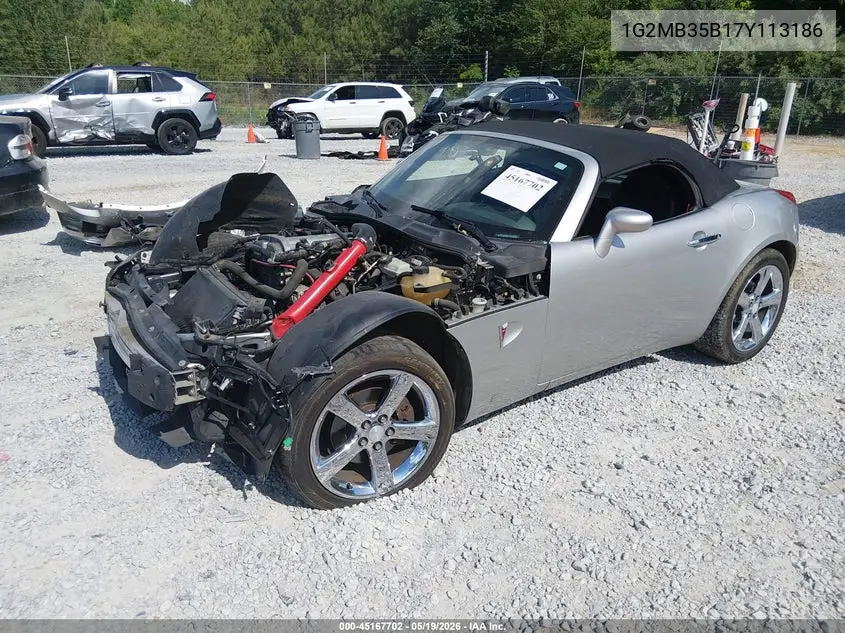 2007 Pontiac Solstice VIN: 1G2MB35B17Y113186 Lot: 45167702