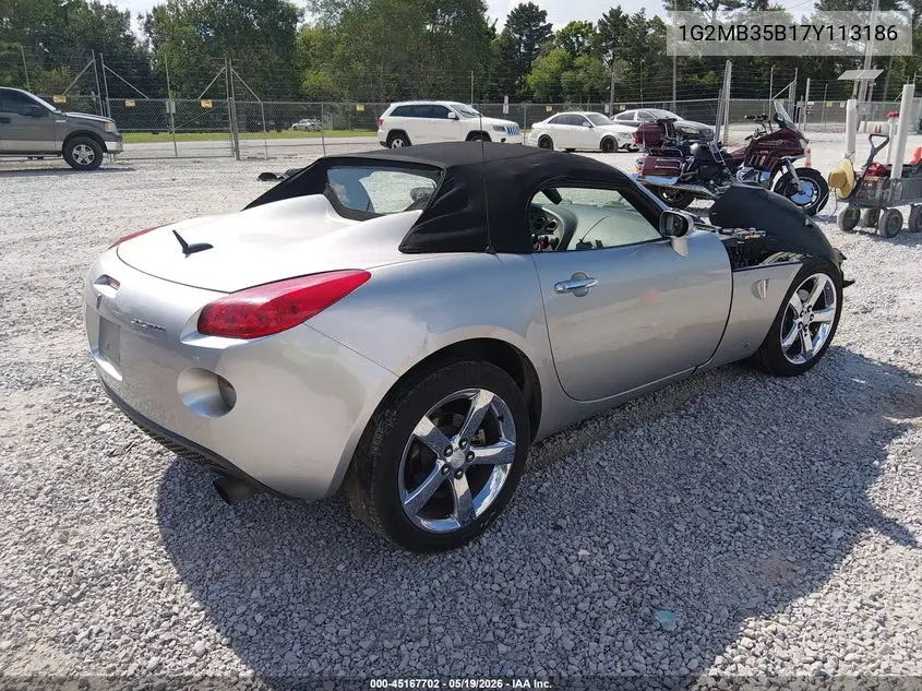 2007 Pontiac Solstice VIN: 1G2MB35B17Y113186 Lot: 45167702