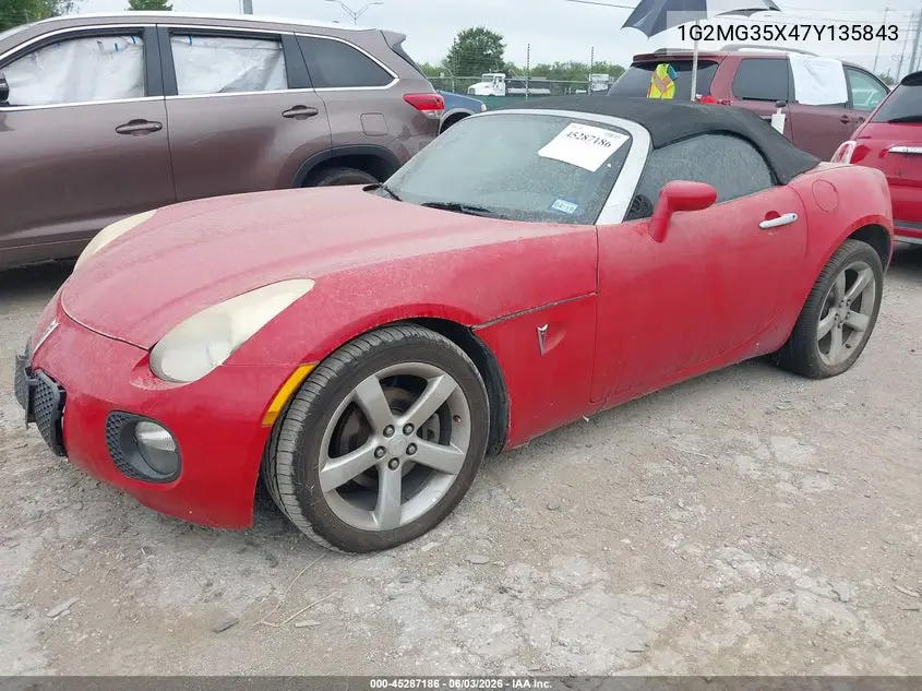 2007 Pontiac Solstice Gxp VIN: 1G2MG35X47Y135843 Lot: 45287186