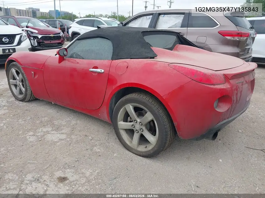 2007 Pontiac Solstice Gxp VIN: 1G2MG35X47Y135843 Lot: 45287186