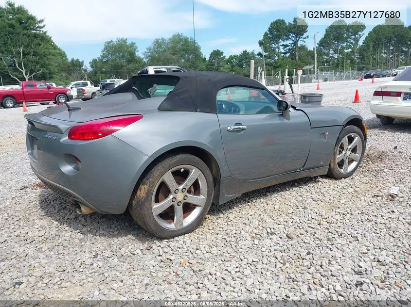 2007 Pontiac Solstice VIN: 1G2MB35B27Y127680 Lot: 45320526