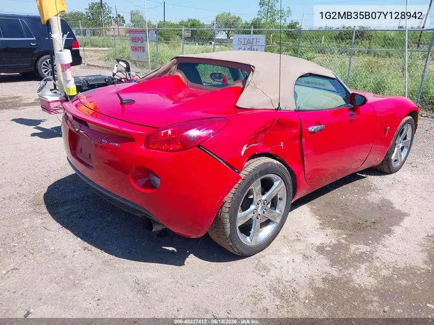 2007 Pontiac Solstice VIN: 1G2MB35B07Y128942 Lot: 45327412