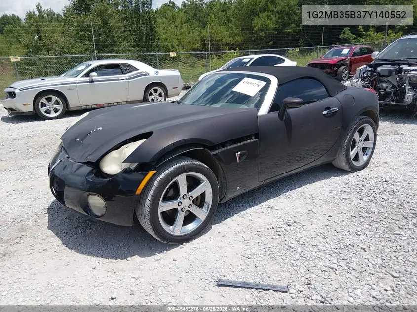 2007 Pontiac Solstice VIN: 1G2MB35B37Y140552 Lot: 45459278