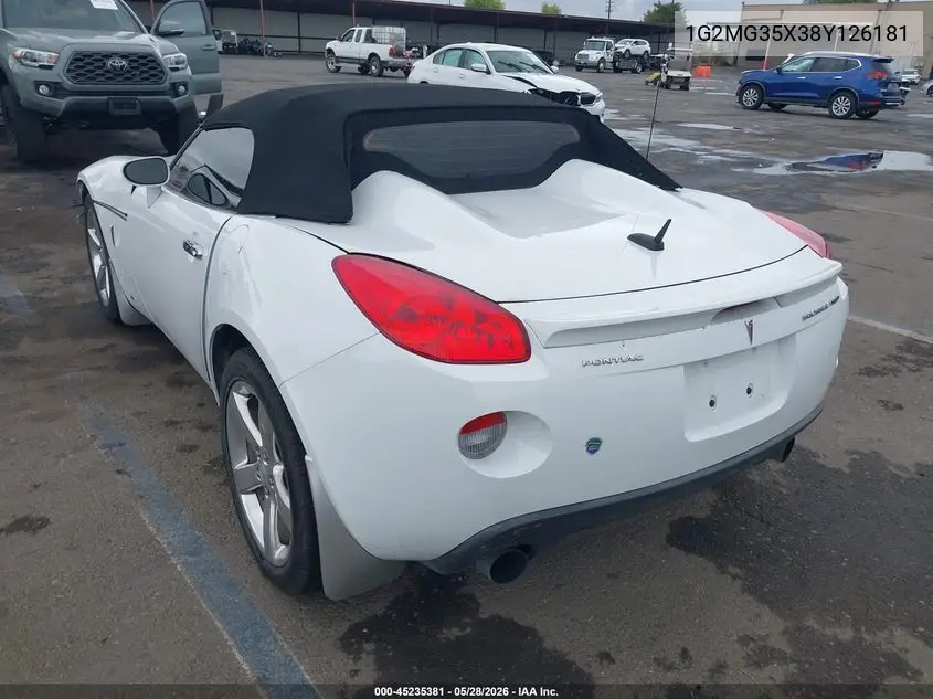 2008 Pontiac Solstice Gxp VIN: 1G2MG35X38Y126181 Lot: 45235381