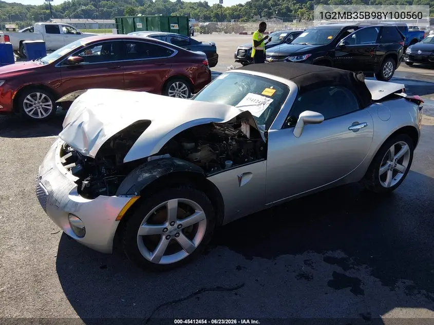2008 Pontiac Solstice VIN: 1G2MB35B98Y100560 Lot: 45412454