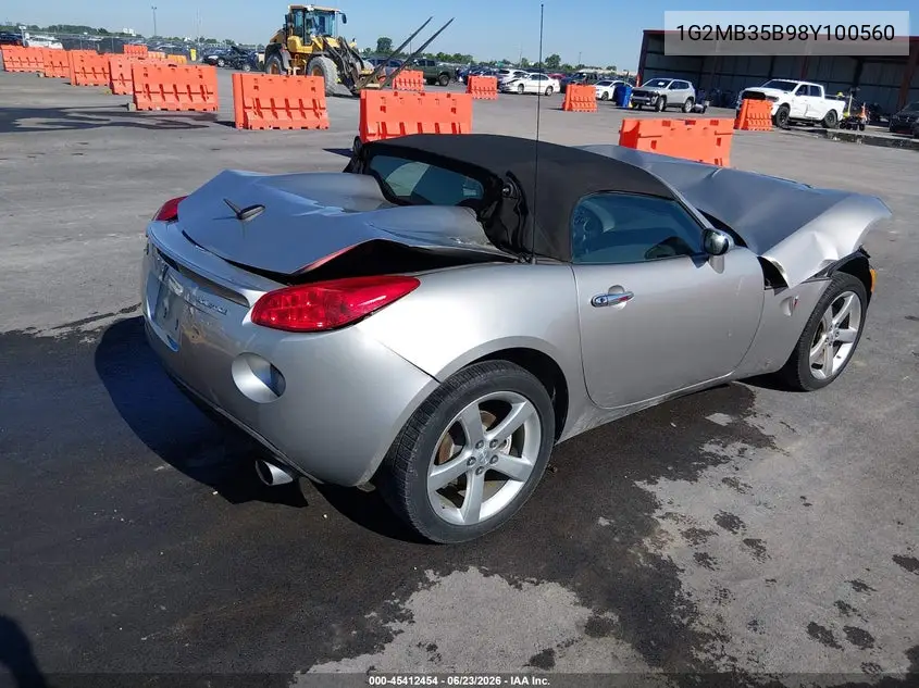 2008 Pontiac Solstice VIN: 1G2MB35B98Y100560 Lot: 45412454