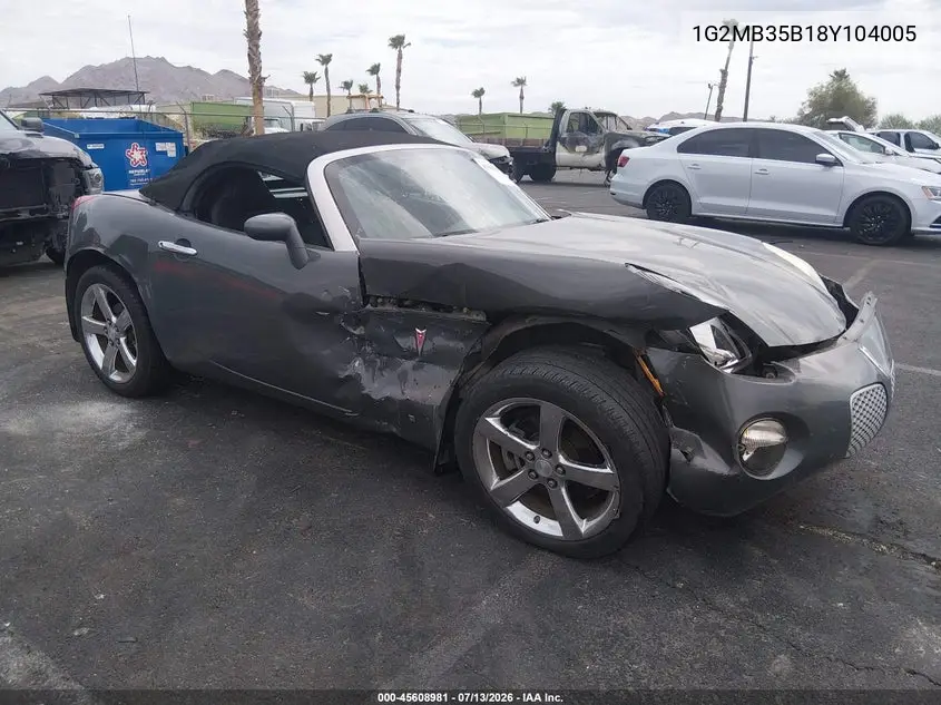 2008 Pontiac Solstice VIN: 1G2MB35B18Y104005 Lot: 45608981