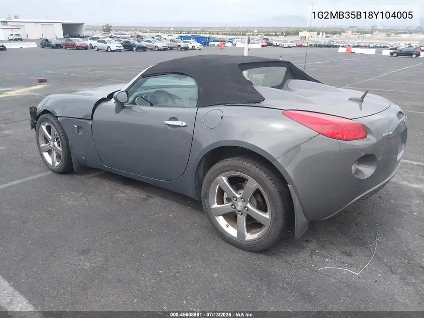 2008 Pontiac Solstice VIN: 1G2MB35B18Y104005 Lot: 45608981