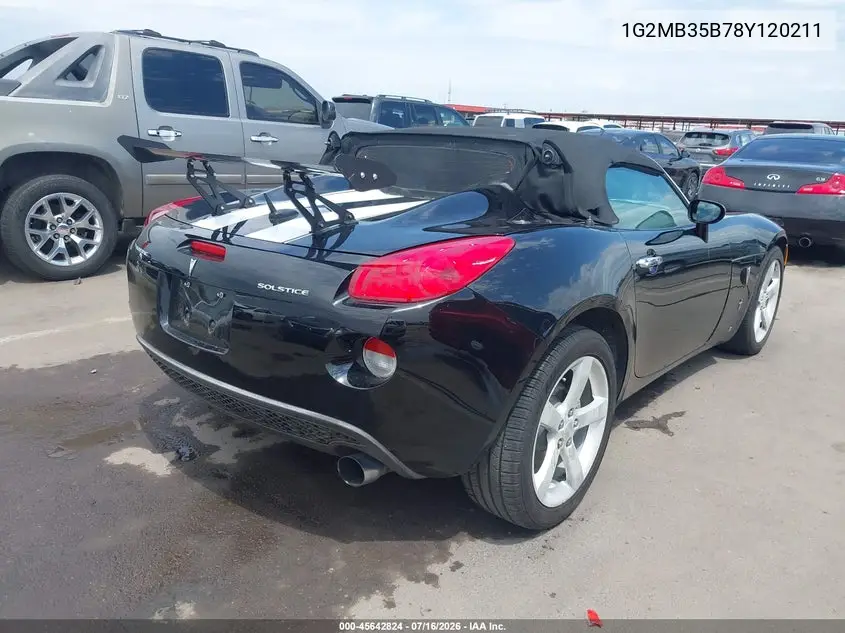 2008 Pontiac Solstice VIN: 1G2MB35B78Y120211 Lot: 45642824