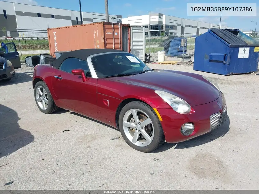 2009 Pontiac Solstice VIN: 1G2MB35B89Y107386 Lot: 45518271