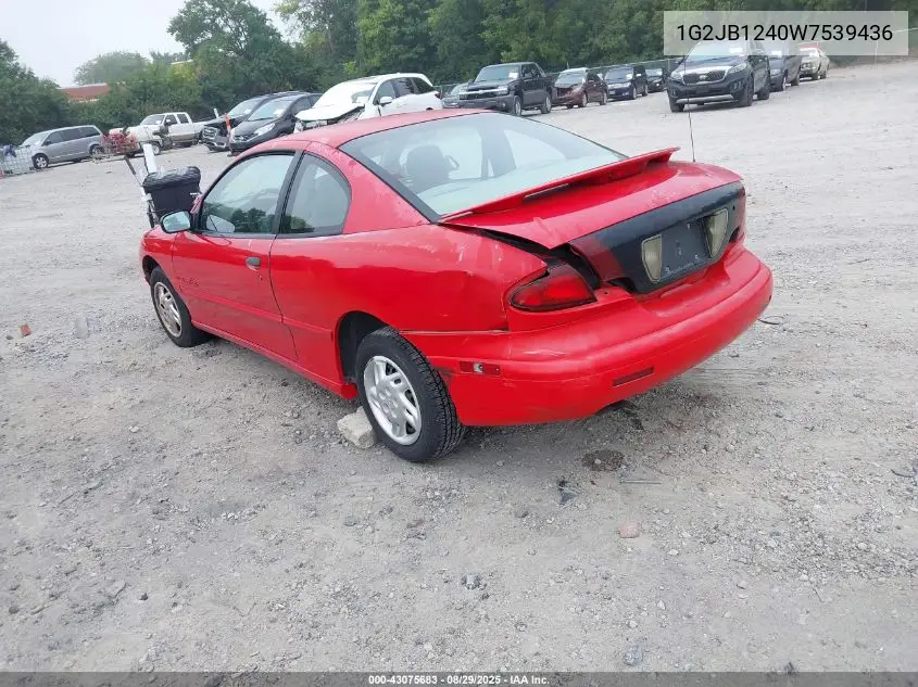 1998 Pontiac Sunfire Se VIN: 1G2JB1240W7539436 Lot: 43075683