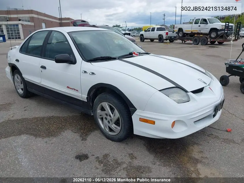 2001 Pontiac Sunfire Sl VIN: 3G2JB52421S134874 Lot: 20262110