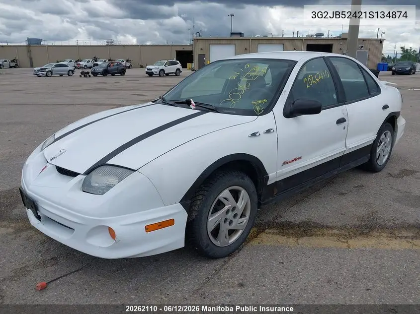 2001 Pontiac Sunfire Sl VIN: 3G2JB52421S134874 Lot: 20262110