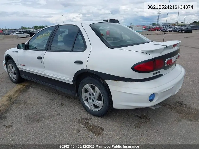 2001 Pontiac Sunfire Sl VIN: 3G2JB52421S134874 Lot: 20262110