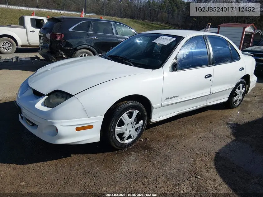 2001 Pontiac Sunfire Se VIN: 1G2JB524017112452 Lot: 44540028