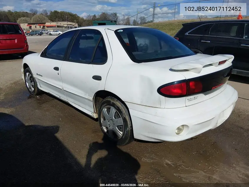 2001 Pontiac Sunfire Se VIN: 1G2JB524017112452 Lot: 44540028