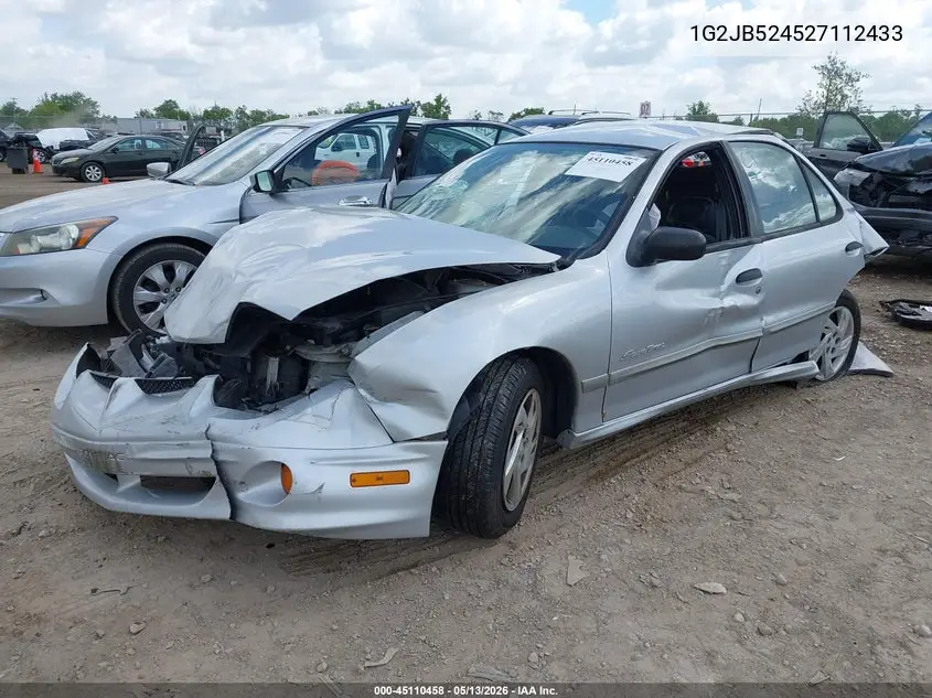 2002 Pontiac Sunfire Se VIN: 1G2JB524527112433 Lot: 45110458
