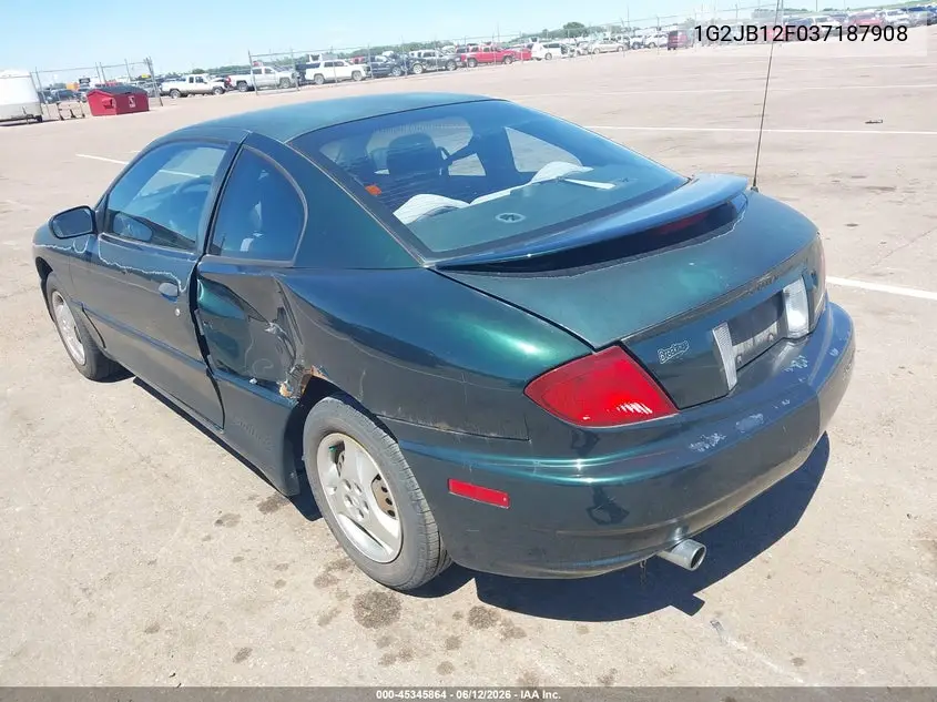 2003 Pontiac Sunfire VIN: 1G2JB12F037187908 Lot: 45345864