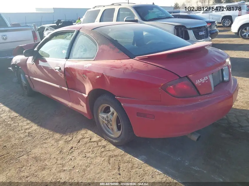 2004 Pontiac Sunfire VIN: 1G2JB12F547298178 Lot: 44704560