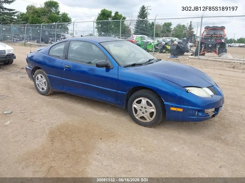 2005 Pontiac Sunfire VIN: 3G2JB12F85S189197 Lot: 30091532