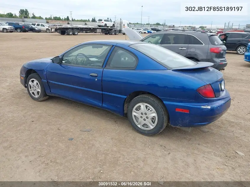 2005 Pontiac Sunfire VIN: 3G2JB12F85S189197 Lot: 30091532