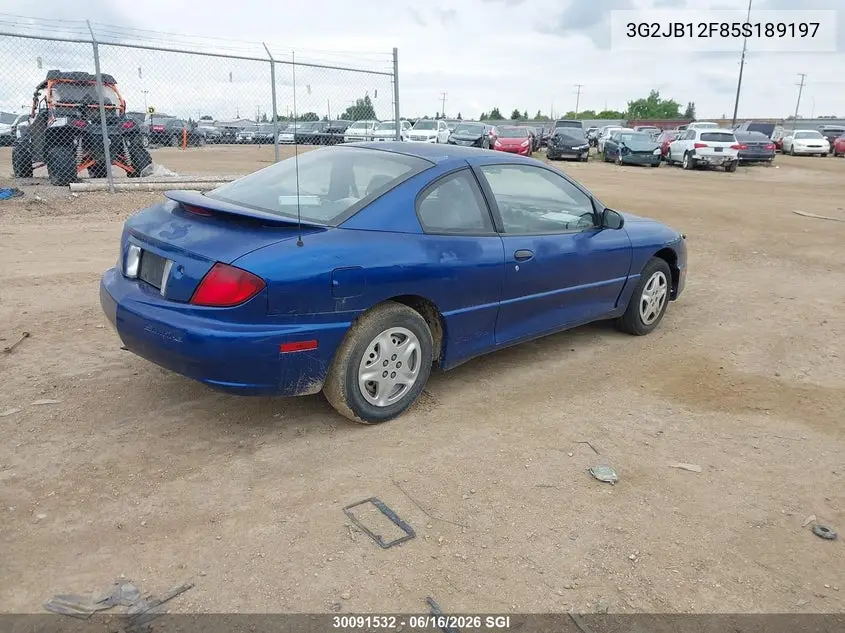 2005 Pontiac Sunfire VIN: 3G2JB12F85S189197 Lot: 30091532