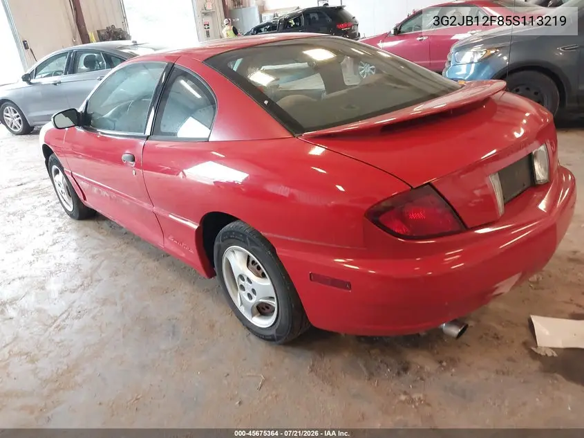 2005 Pontiac Sunfire VIN: 3G2JB12F85S113219 Lot: 45675364
